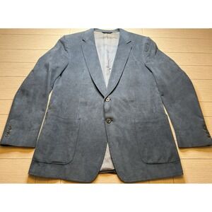 Halston Ultra Suede BLUE Blazer Sport Coat Mens 44L VTG Crown Collection 70s 80s